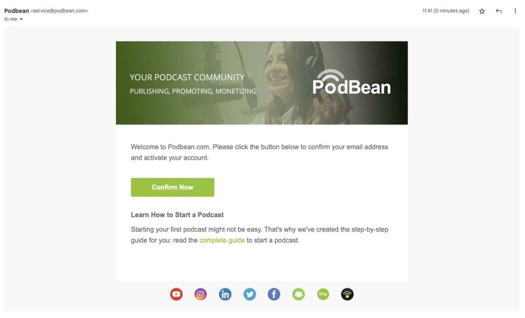 Welcome to Podbean email verified