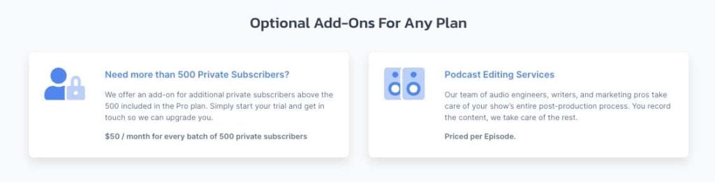 Extra Features for Castos Plans