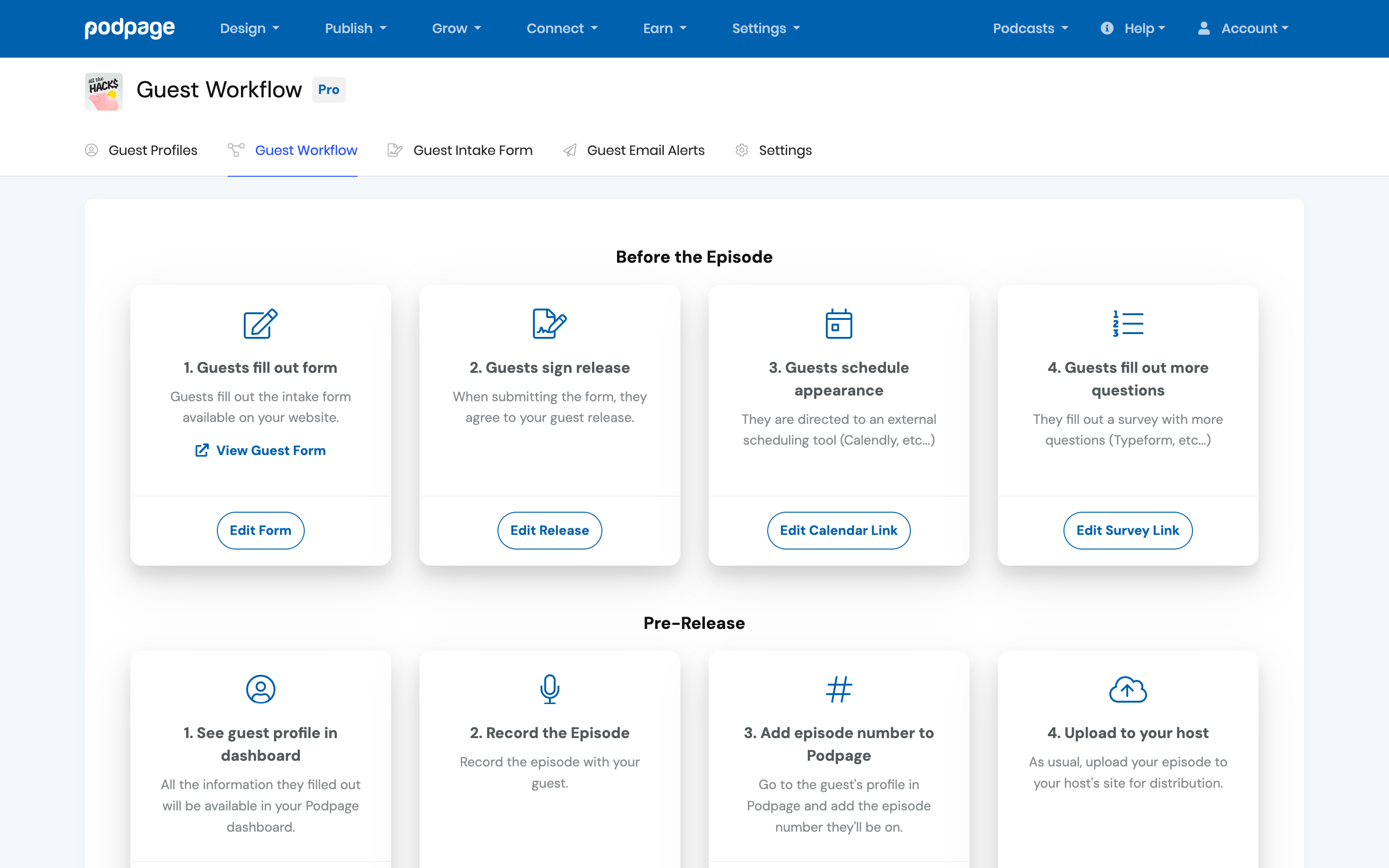 podpage guest workflow
