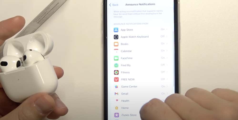 Turning off notifications for airpods
