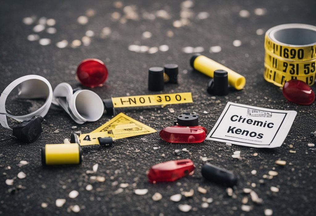 Close-up of a mysterious, crime scene, used as a backdrop in a Morbid Podcast promo for suspenseful stories.