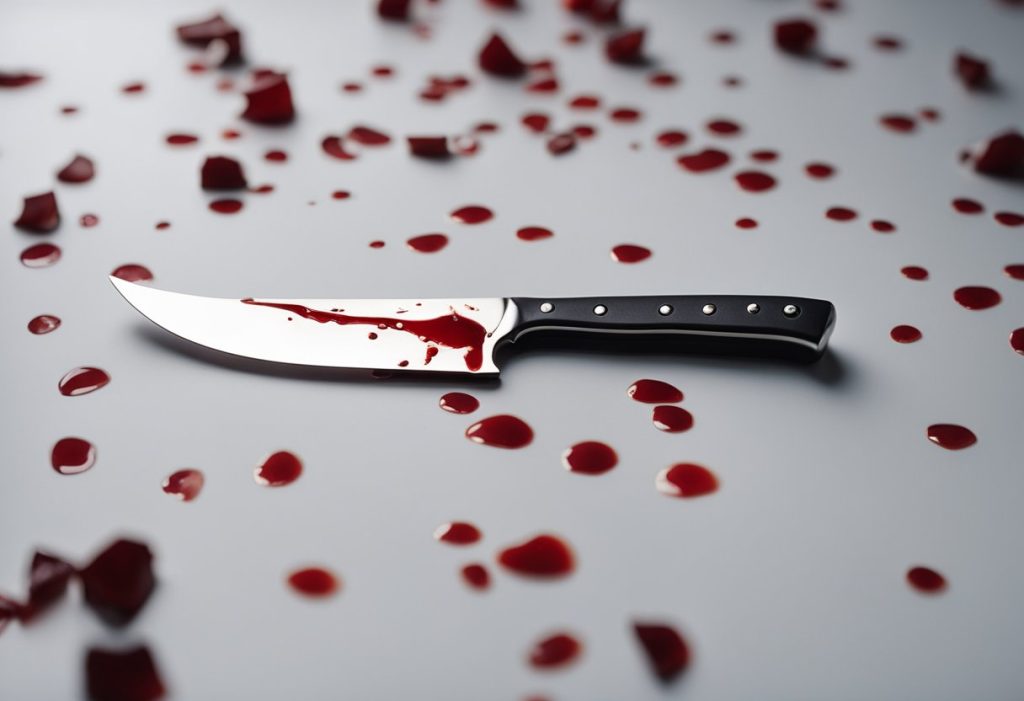 Artistic representation of a knife intertwined with a microphone, symbolizing Morbid Podcast's true crime stories